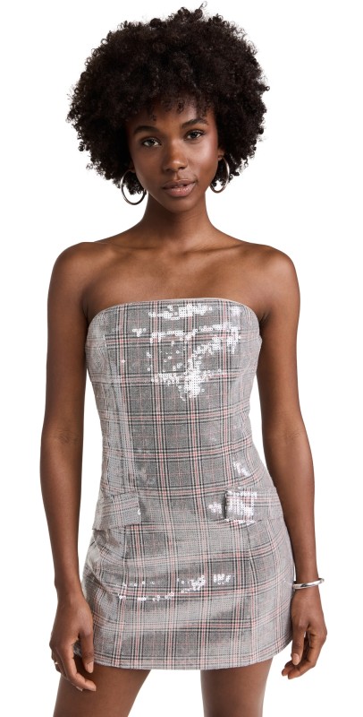 Retrofête Crowne Sequin Dress Plaid
