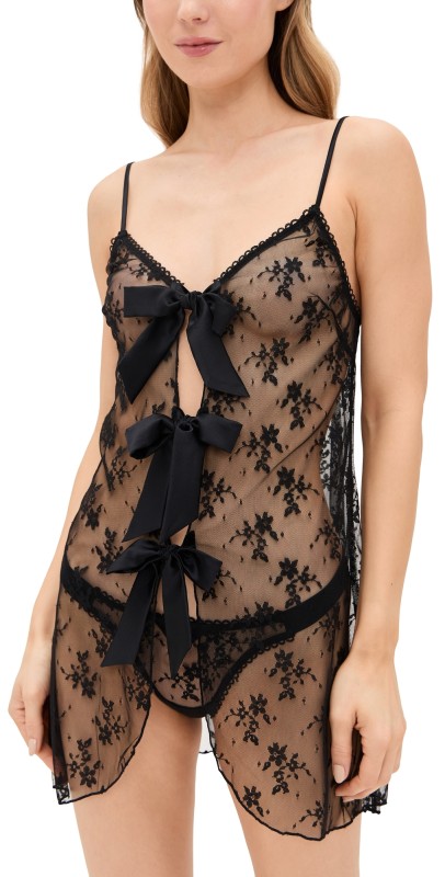 Fleur du Mal Untie Me Nightie Black