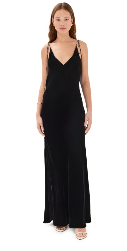 Anna October Jules Velvet Maxi Dress Black