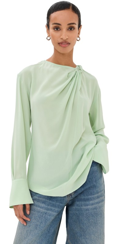 Victoria Beckham Twist Detail Scarf Top Jade