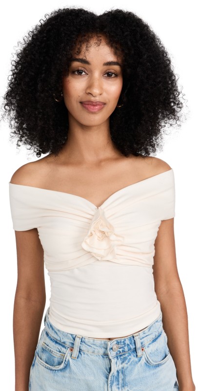 Reformation Emerald Knit Top Horchata