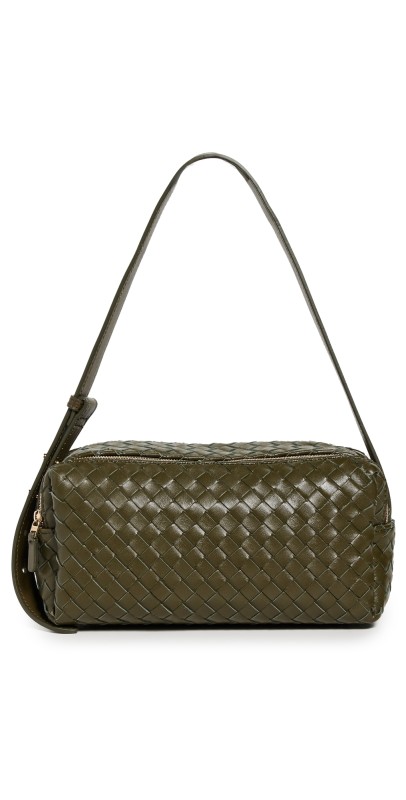 Elleme Trousse Woven Leather Shoulder Bag Olive Gr
