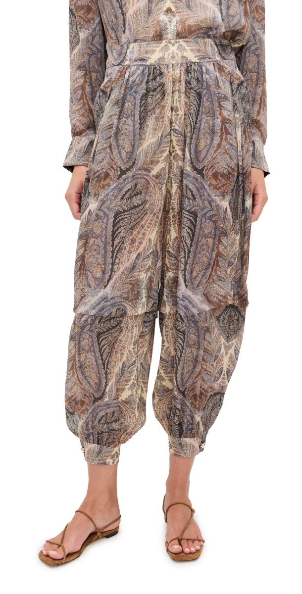 Zimmermann Hypnotic Silk Pants Denim Paisley