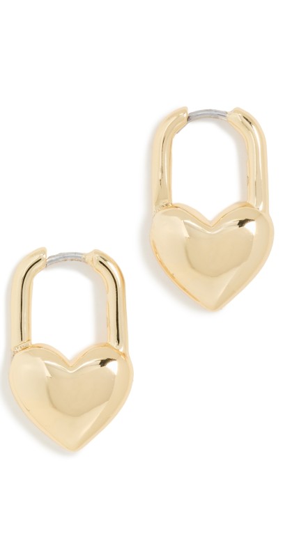 Gorjana Heart Padlock Huggies Gold
