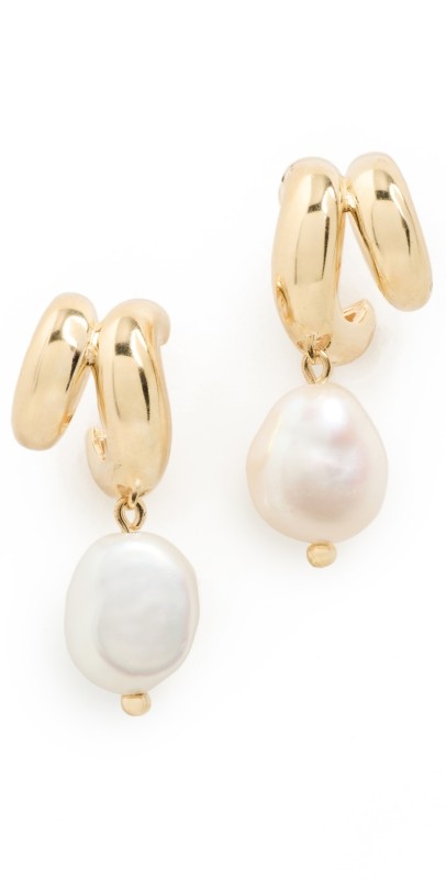 SHASHI Mariko Pearl Drop Earrings Gold/Pearl