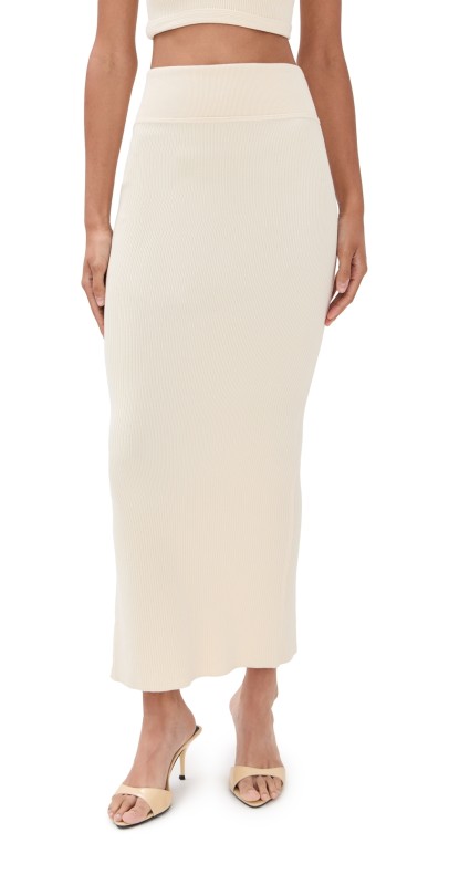 WARDROBE. NYC Knit Column Skirt Cream