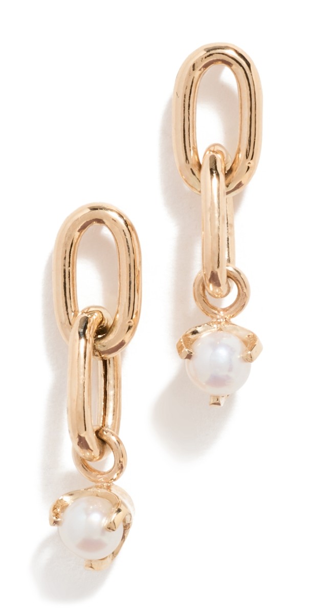 Zoe Chicco 14k Large Square Drop Earrings Gold/Pearl