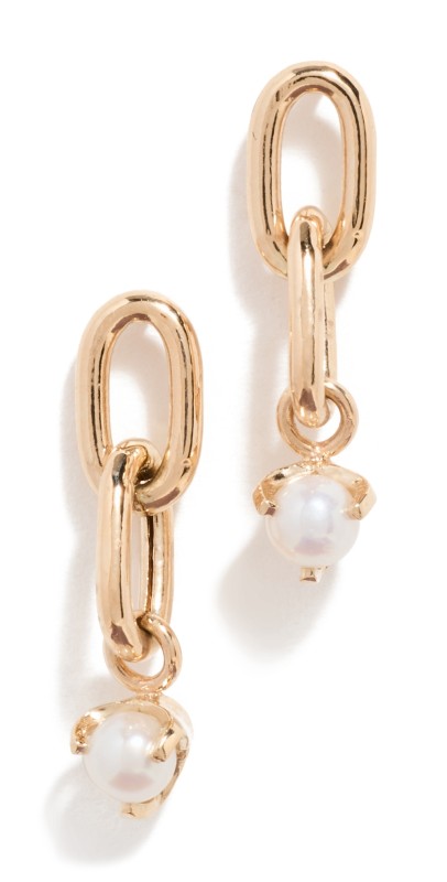 Zoe Chicco 14k Large Square Drop Earrings Gold/Pearl