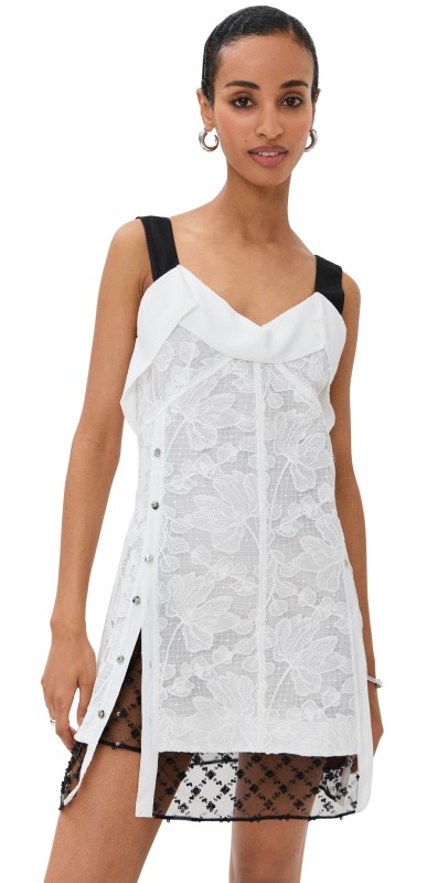 3.1 Phillip Lim Corded Lace Organza Mini Dress White/Black