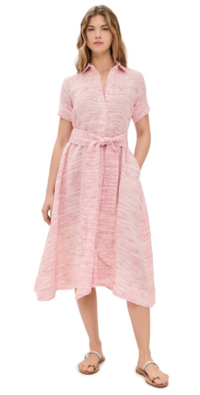 Lisa Marie Fernandez Classic Shirt Dress Cherry Striped Gauze
