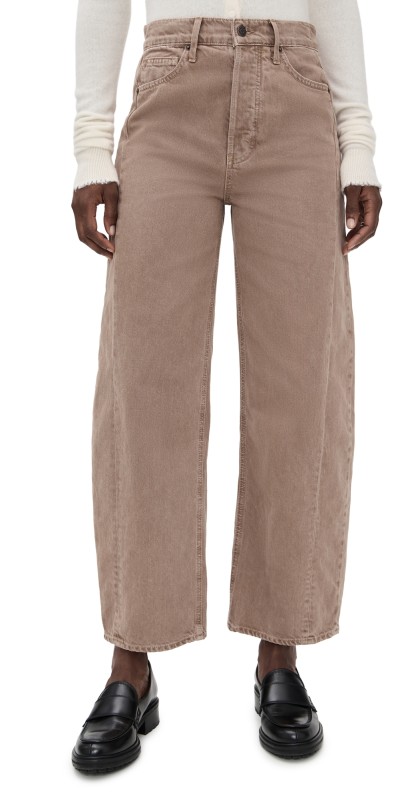 Veronica Beard Jean Ryder High Rise Barrel Leg Jeans Tan Sierra