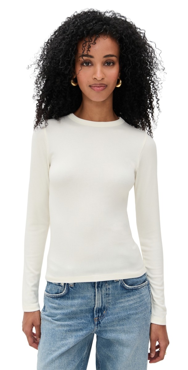 Madewell Drapey Rib Long-Sleeve Tee Winter White