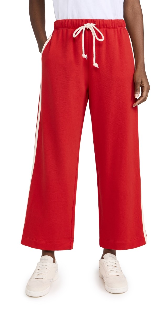 DONNI. Stripe Eco Terry Sweatpants Tomato