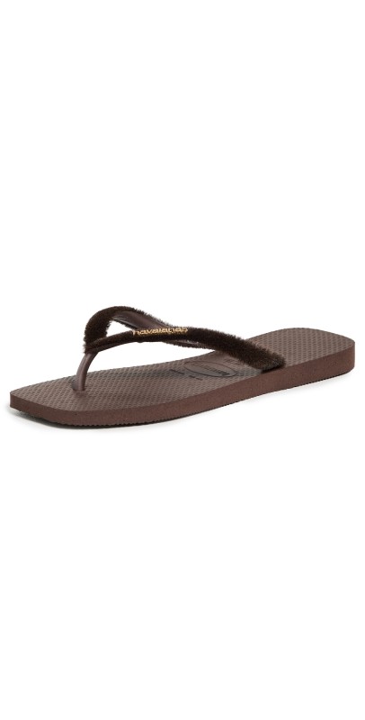 Havaianas Slim Square Plush Sandals Dark Brown
