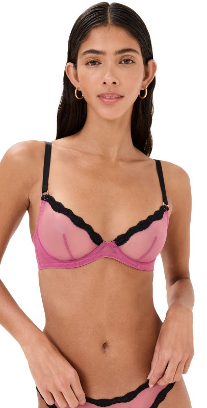 Fleur du Mal Sheer Tulle Demi Bra Pretty Pink