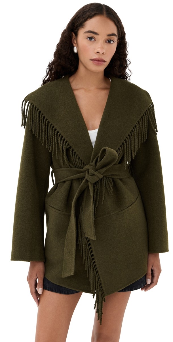 SIMKHAI Rowen Fringe Jacket Alligator