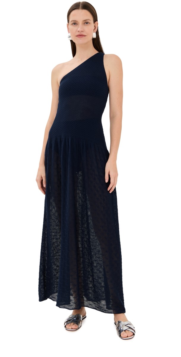 ESCVDO Cayo One Shoulder Maxi Dress Navy