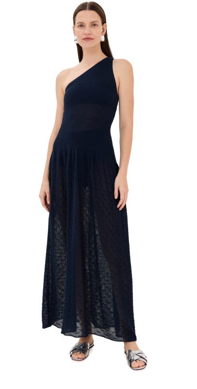 ESCVDO Cayo One Shoulder Maxi Dress Navy