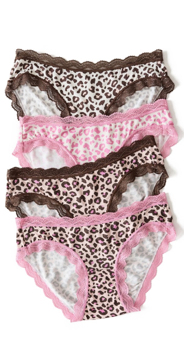 Stripe & Stare Original Knicker Four Pack Panties Liquorice Leopard