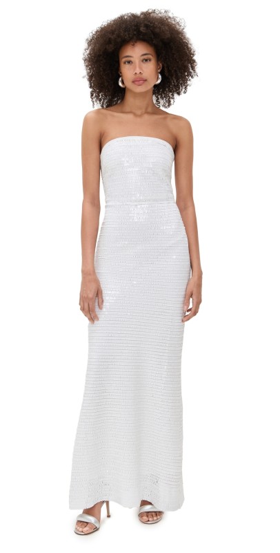 SIMONMILLER Sculpty Strapless Sequin Dress Macadamia