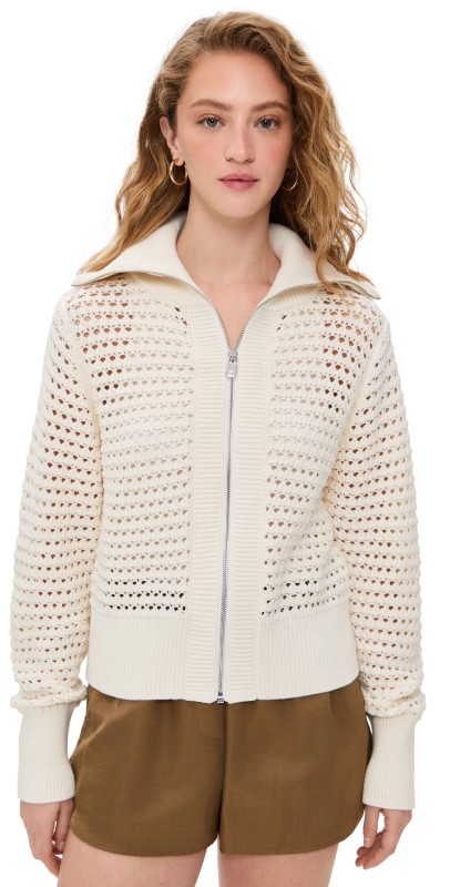 Varley Eloise Full Zip Knit Cardigan Egret