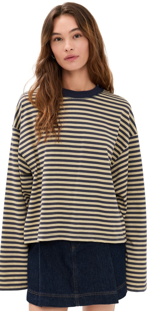 Lioness Bloom Long Sleeve Tee Chocolate Sea Stripe