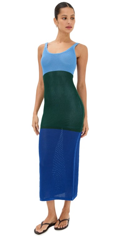 STAUD Jessica Maxi Dress Deep Sea/Jungle/Sky