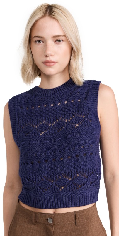 Madewell Crochet-Knit Sweater Vest Fresh Blueberry