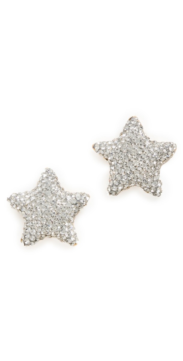 Lele Sadoughi Pave Star Button Earrings Crystal 000