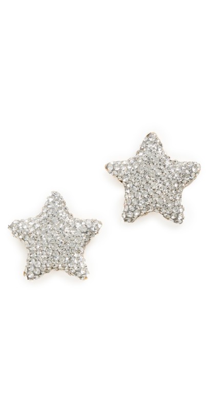 Lele Sadoughi Pave Star Button Earrings Crystal 000