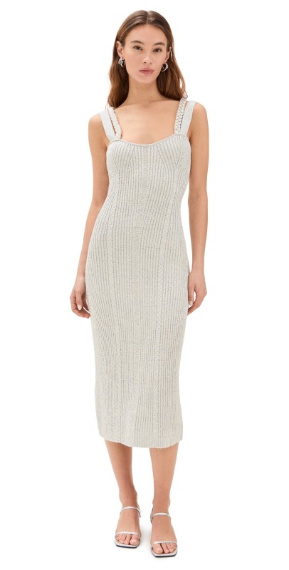 AMUR Indiyah Metallic Knit Midi Dress Stellar