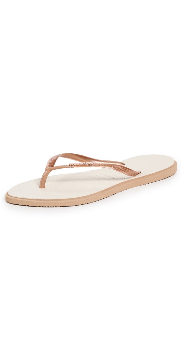 Havaianas Slim Point Flip Flops Rose Gold/Beige