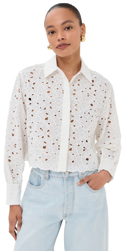 SIMKHAI Penelope Long Sleeve Shirt White