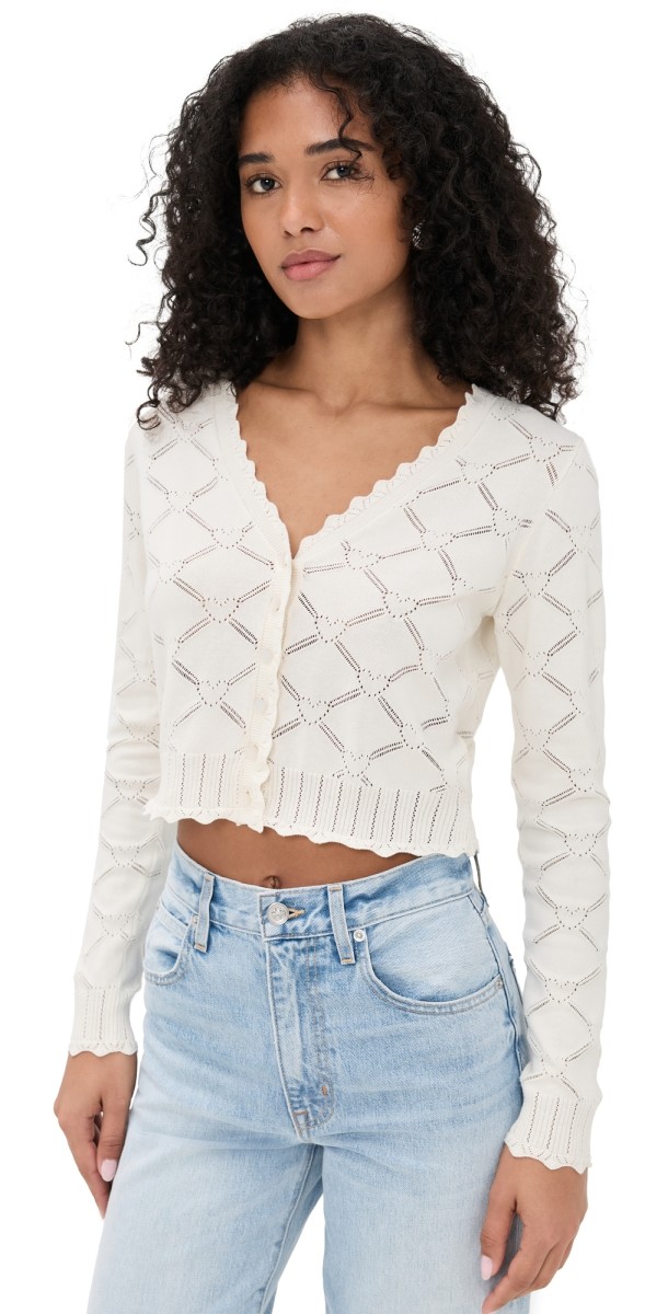 LoveShackFancy Petra Cardigan Parchment
