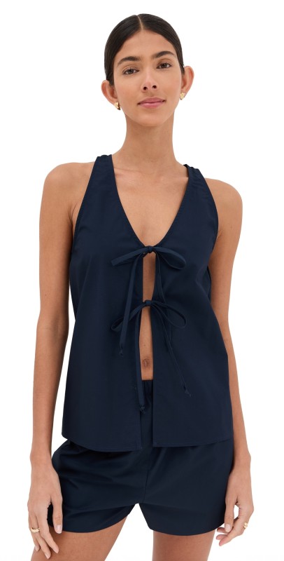 LE BOP Minnie Tie Front Top White