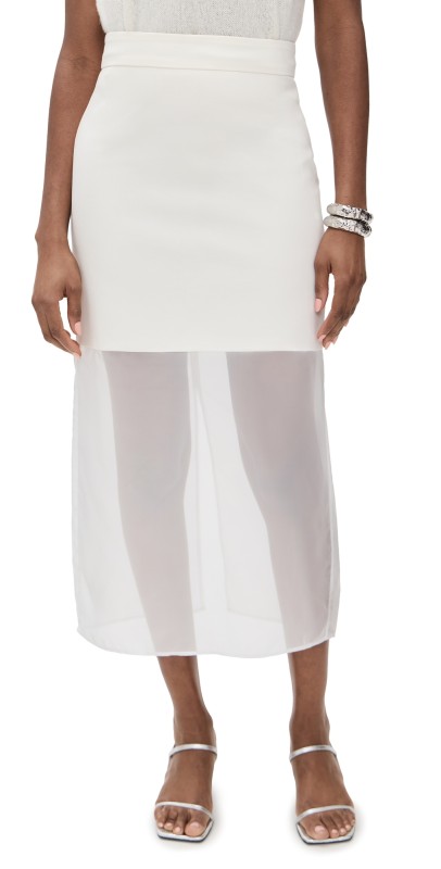 Pixie Market Skirt with Mesh Sheer Bottoms White