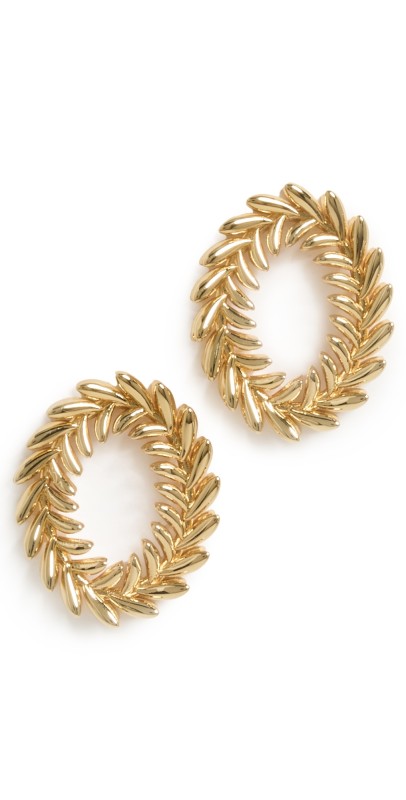 Lele Sadoughi Oval Wreath Earrings Gold