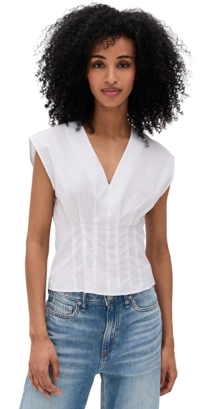 rag & bone Ines Poplin Top White