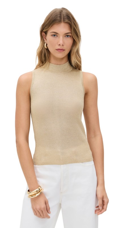 alice + olivia Darcey Metallic Tank Gold