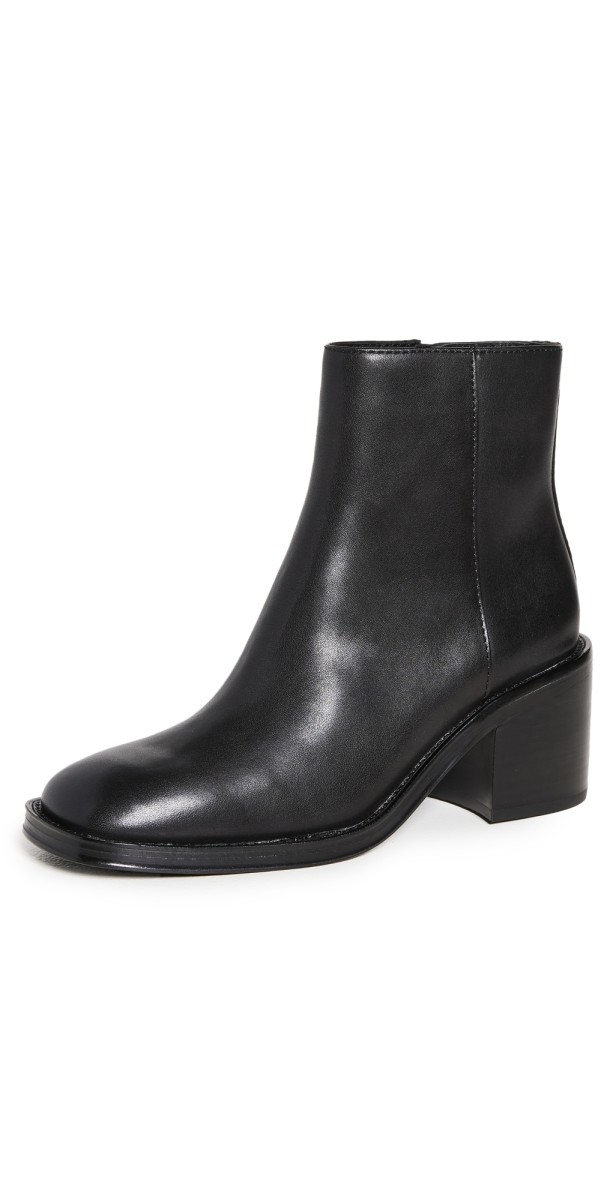 Loeffler Randall Blakely Square Toe Mid Heel Boots Black