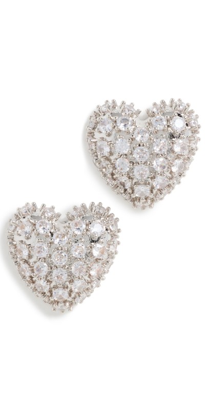 Justine Clenquet Heart Crystal Earrings Palladium