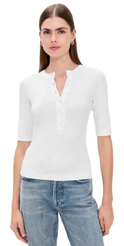 Citizens of Humanity Nali Short Sleeve Henley White