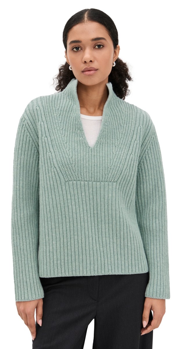 Proenza Schouler White Label Meron Sweater In Melange Merino Sea Glass Melange