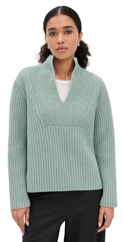 Proenza Schouler White Label Meron Sweater In Melange Merino Sea Glass Melange
