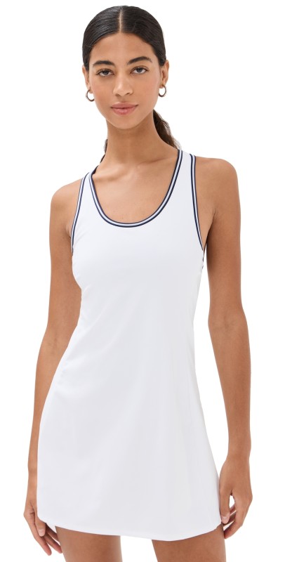 RLX Ralph Lauren Interlock Racerback Tennis Dress Ceramic White/RFD Navy Multi