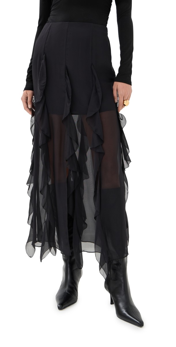 Veronica Beard Ava Silk Skirt Black