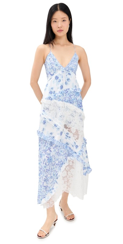 For Love & Lemons Rosalyn Maxi Dress Blue