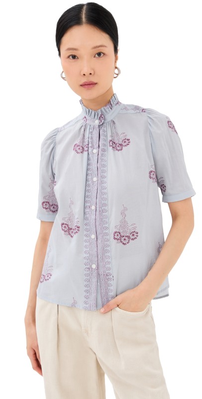 Alix of Bohemia Winn Pansy Sky Shirt Sky