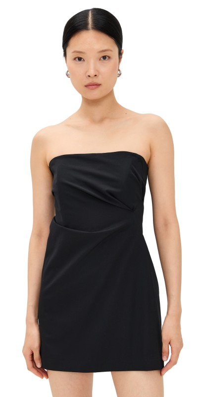St. Agni Wool Drape Mini Dress Black