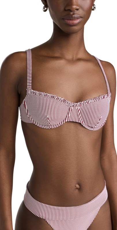 Onia Marilyn Bikini Top Pomegranate/White